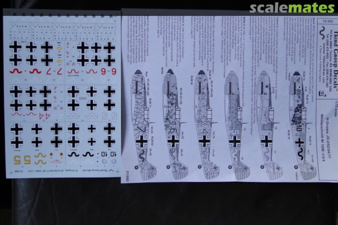 Boxart Messerschmitt Bf-109 E1/3/4 72-005 Third Group Decals