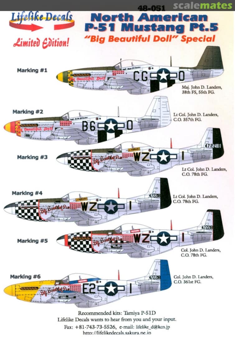 Boxart North American P-51 Mustang Pt. 5 48-051 Lifelike Decals