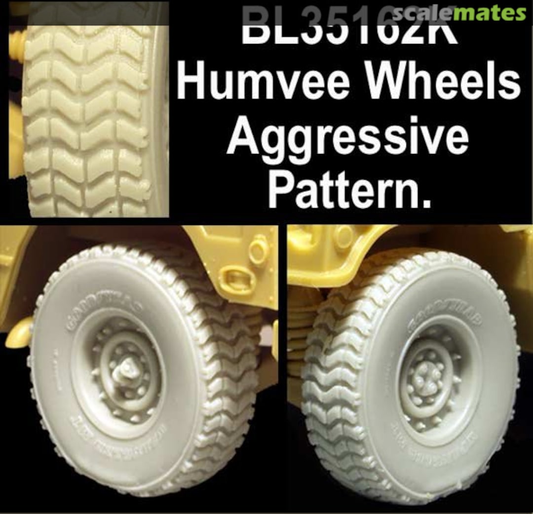 Boxart US HUMVEE Sagged AGGRESSIVE Pattern - 4 DIFFERENT Wheels BL35162K Blast Models