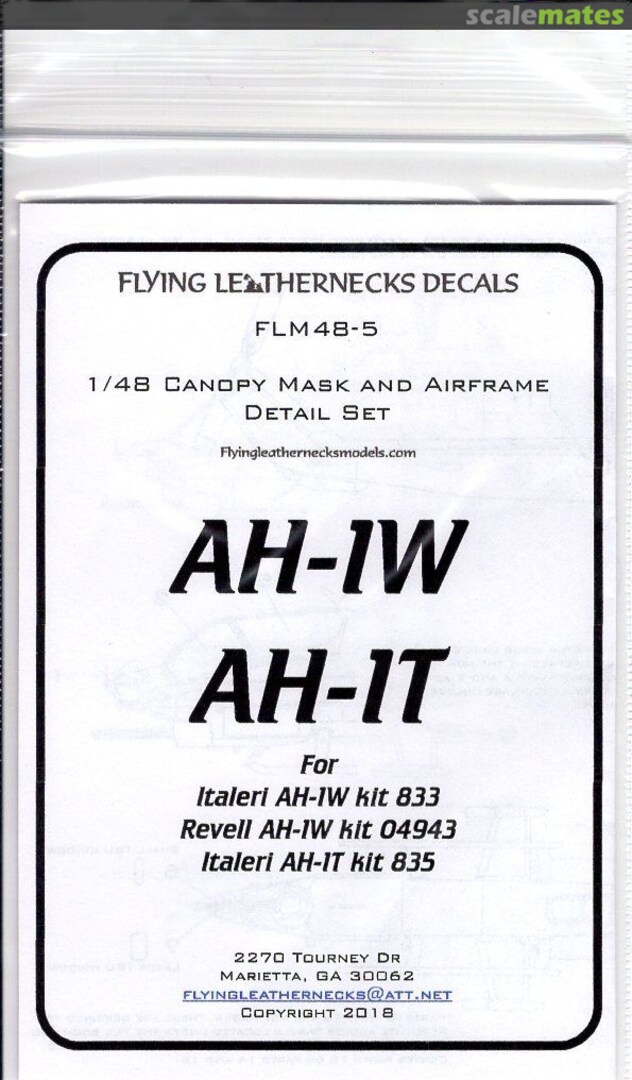 Boxart Bell AH-1W/AH-1T Sea Cobra Canopy Mask and Airframe Detail set FLM48-5 Flying Leathernecks