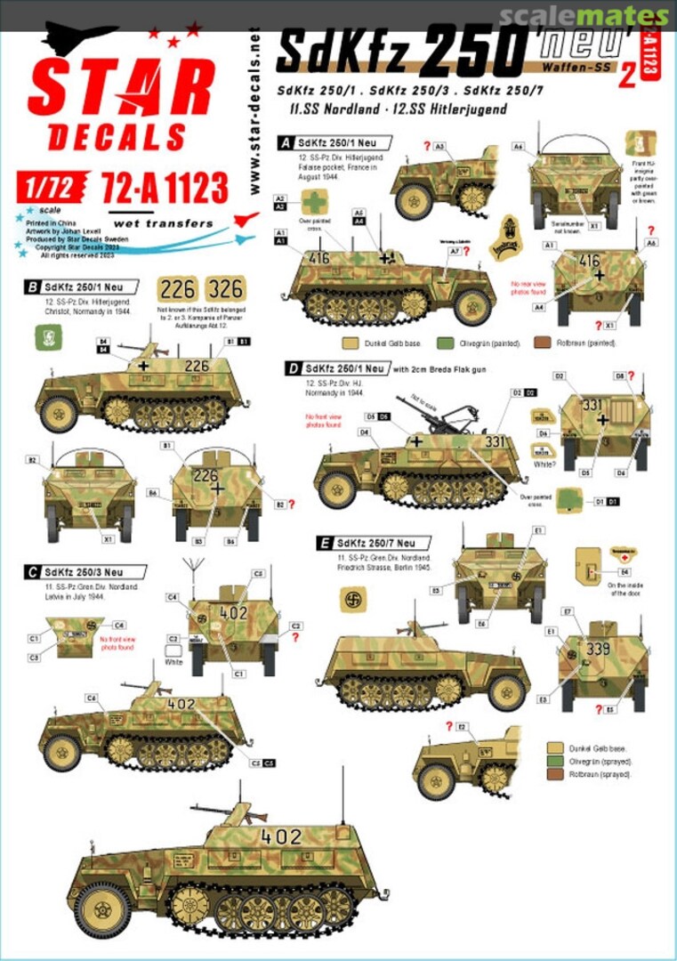 Boxart SdKfz 250 'neu' # 2 72-A1123 Star Decals