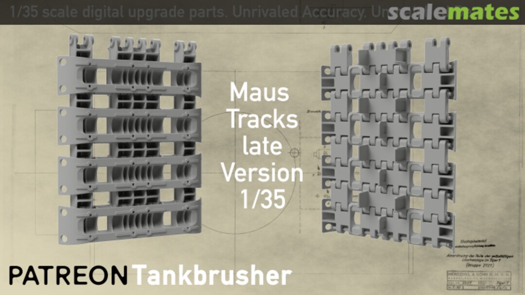 Boxart Single link workable tracks for Maus V2 (late style) 0001 Tankbrusher Scale Modeling