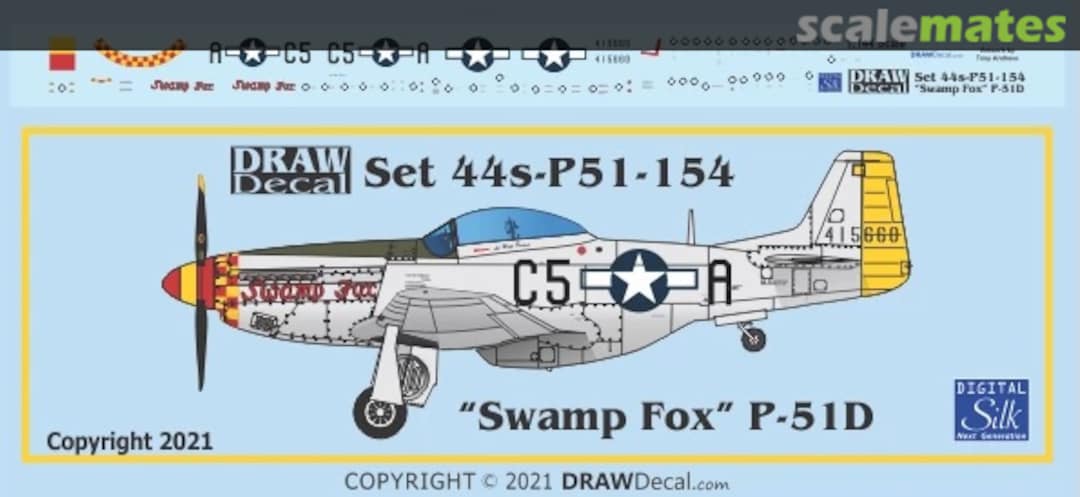 Boxart “Swamp Fox” P-51D 44-P51-154 Draw Decal