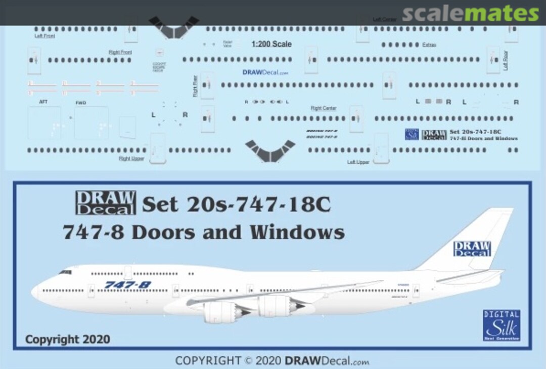 Boxart 747-8 Door, Window and Cockpit Set 20-747-18C Draw Decal