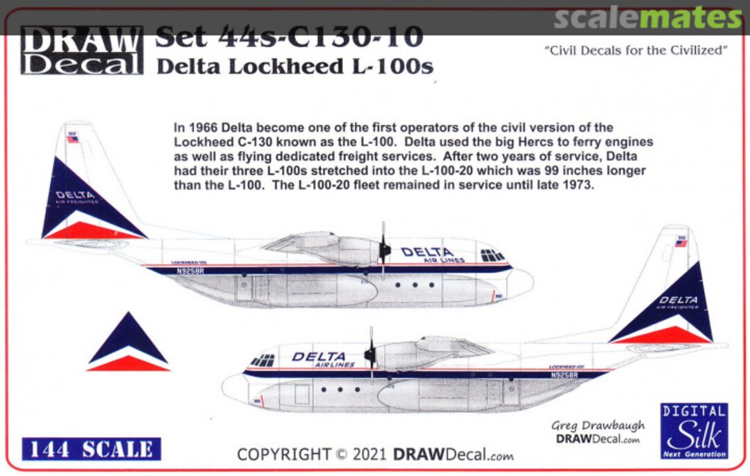 Boxart Delta Lockheed L-100s 44-C130-10 Draw Decal