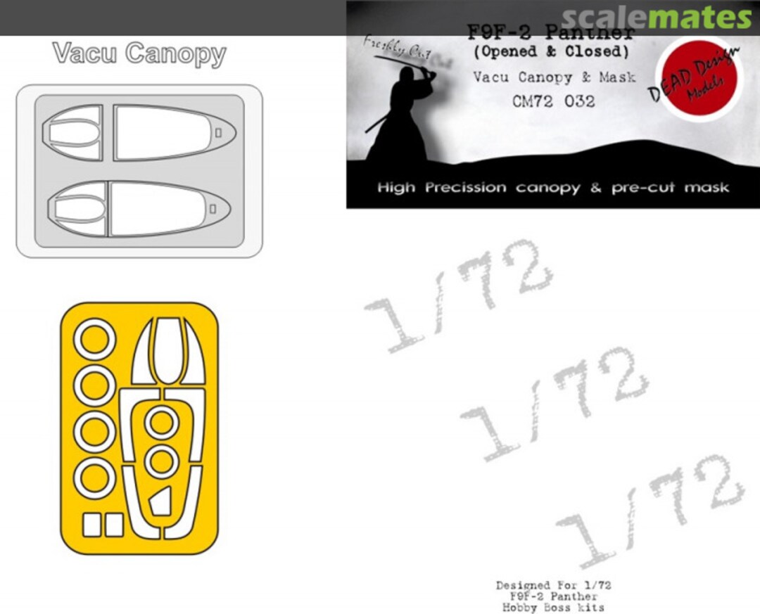 Boxart F9F-2 Panther (Opened And Closed) Vacu Canopy And Mask CM72032 DEAD Design Models