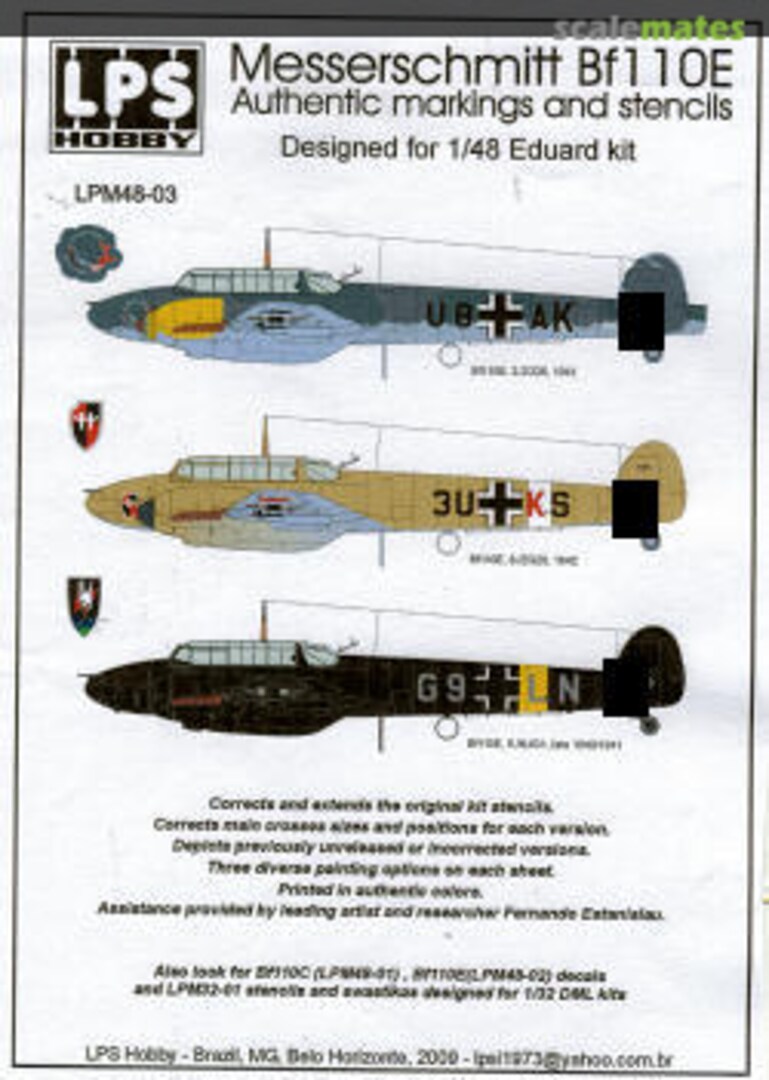 Boxart Messerschmitt Bf 110E LPM48-03 LPS Hobby