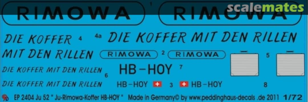 Boxart Ju 52 "Rimowa - Koffer" EP 2404 Peddinghaus-Decals