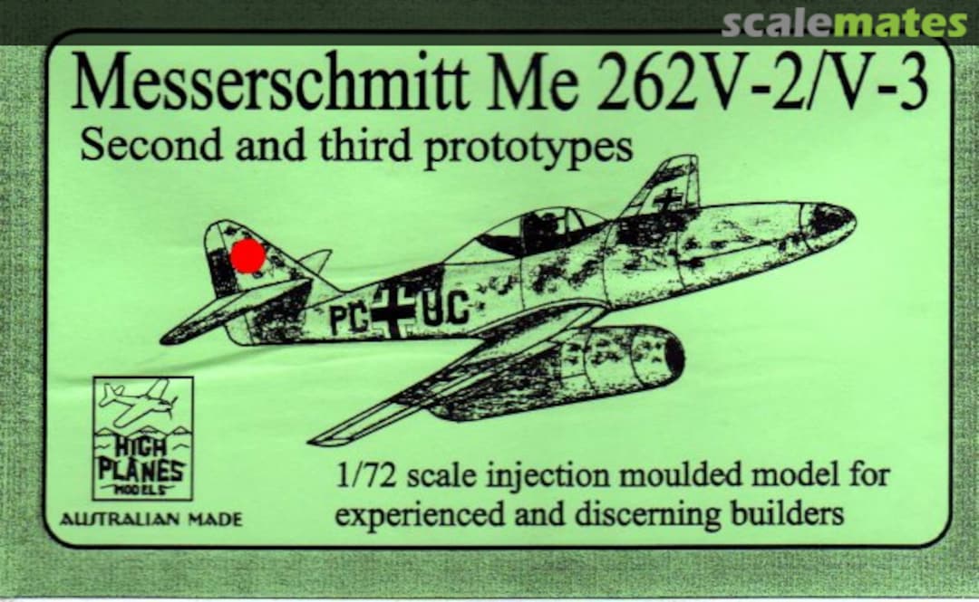 Boxart Messerschmitt Me 262 V-2/V-3 72042 High Planes Models