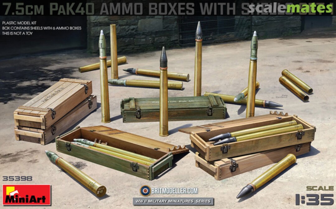 Boxart 7.5cm PaK40 Ammo Boxes with Shells, set 1 35398 MiniArt