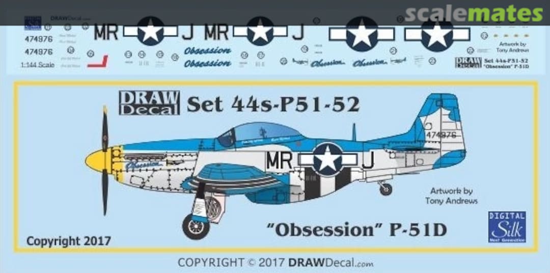 Boxart P-51D “Obsession” 44-P51-52 Draw Decal