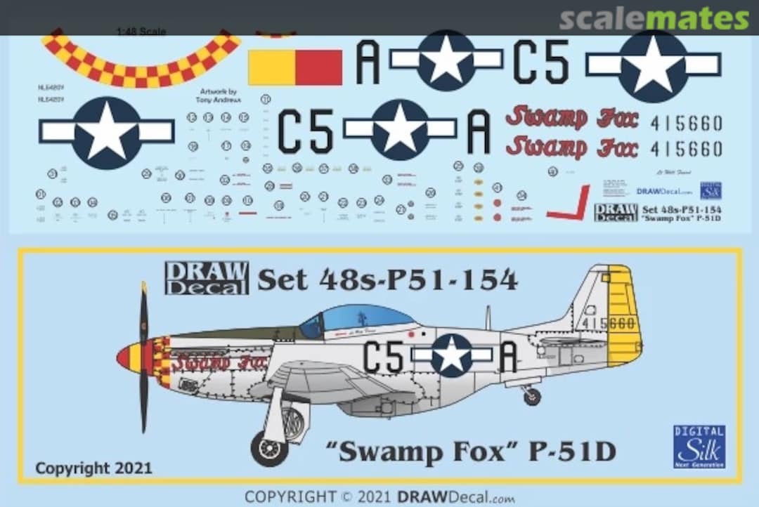 Boxart “Swamp Fox” P-51D 48-P51-154 Draw Decal