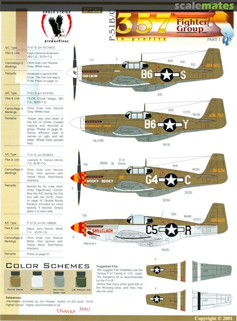 Boxart 357th Fighter Group, Set 1 of 5, P-51B IP7202 Eagle Strike Productions