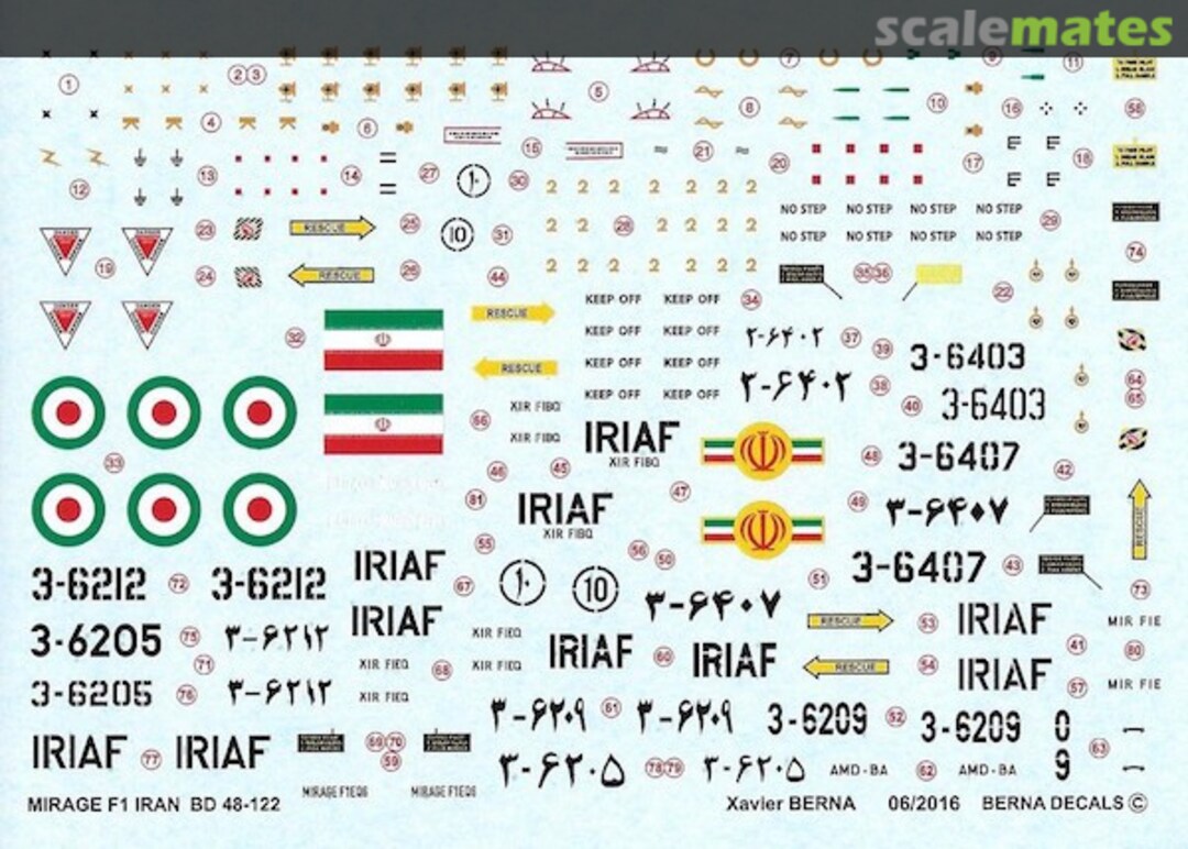 Boxart Dassault Mirage F.1 C & F.1 B Iran Air Force BD 48-122 Berna Decals