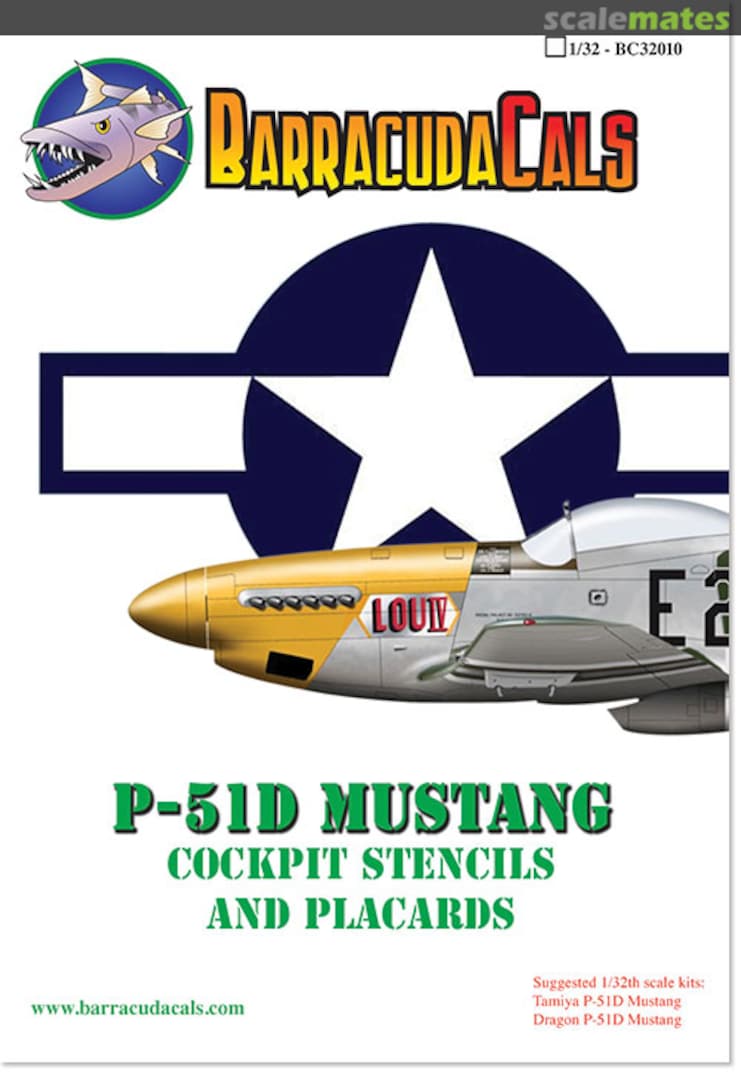 Boxart P-51D Mustang Cockpit Stencils and Placards BC32010 Barracuda Studios