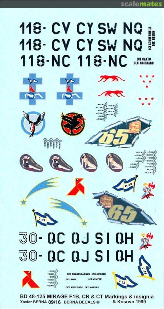 Boxart Dassault Mirage F.1 B, CR & CT BD 48-125 Berna Decals