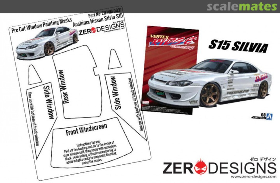 Boxart Nissan Silvia S15 Pre Cut Window Painting Masks ZD-WM-0037 Zerodesigns