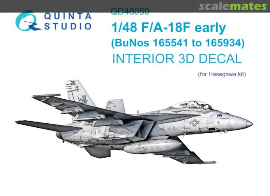 Boxart F/A-18F early (BuNos 165541-165934) interior 3D decals QD48050 Quinta Studio