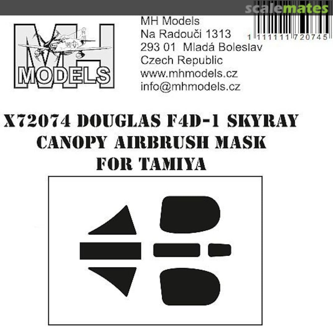 Boxart Douglas F4D-1 Skyray Canopy Airbrush Mask X72074 MH Models