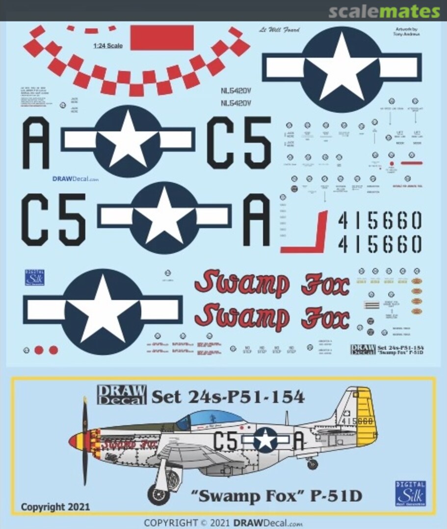 Boxart “Swamp Fox” P-51D 24-P51-154 Draw Decal