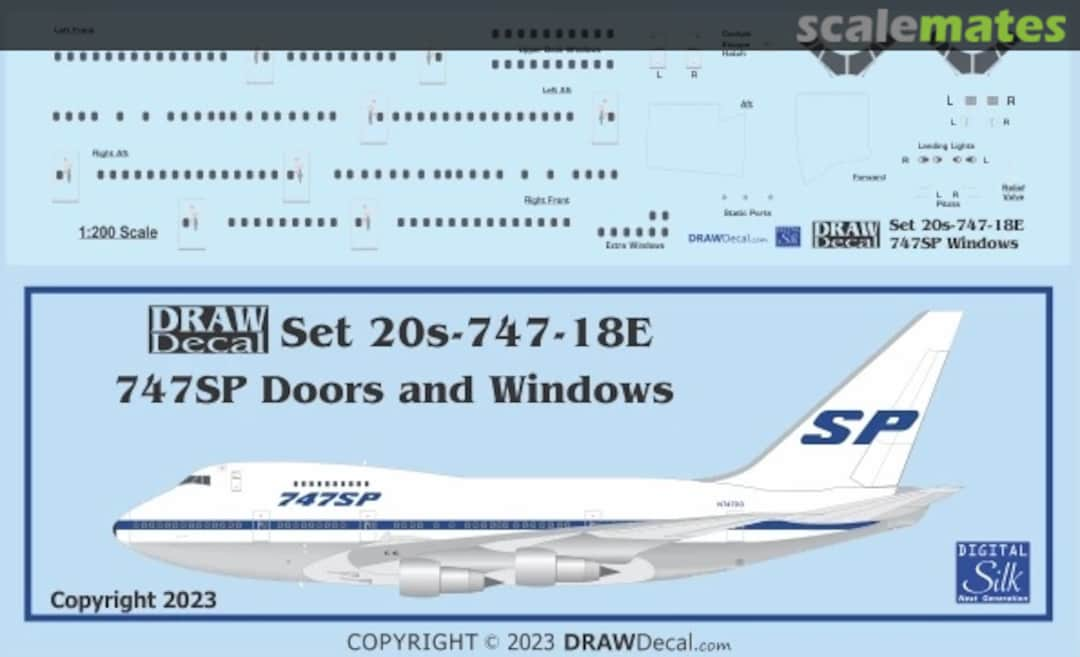 Boxart 747SP Door, Window and Cockpit Set 20-747-18E Draw Decal