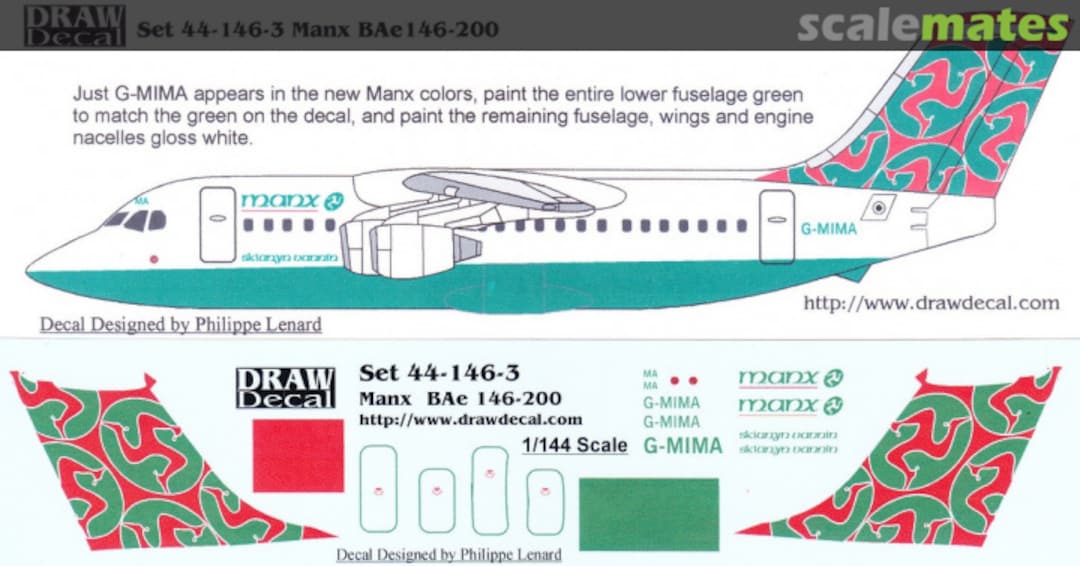 Boxart Manx BAe 146-200 44-146-3 Draw Decal