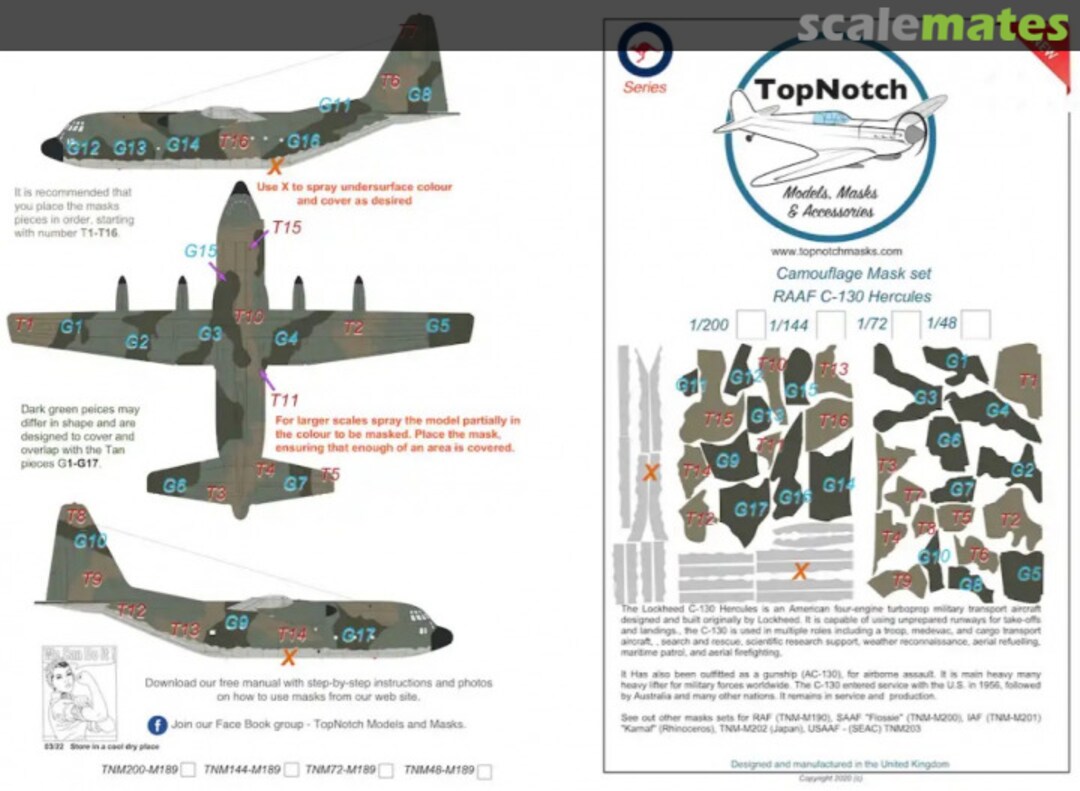 Boxart RAAF C-130 Hercules Camouflage Pattern & Paint Mask TNM144-M189 TopNotch