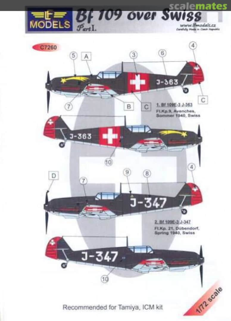 Boxart Messerschmitt Bf 109E over Swiss, Part I C7260 LF Models