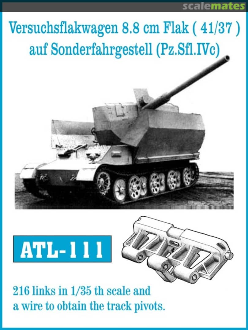 Boxart Versuchsflakwagen 8.8 cm Flak (41/37) auf Sonderfahrgestell Pz.Sfl. IVc tracks ATL-111 Friulmodel