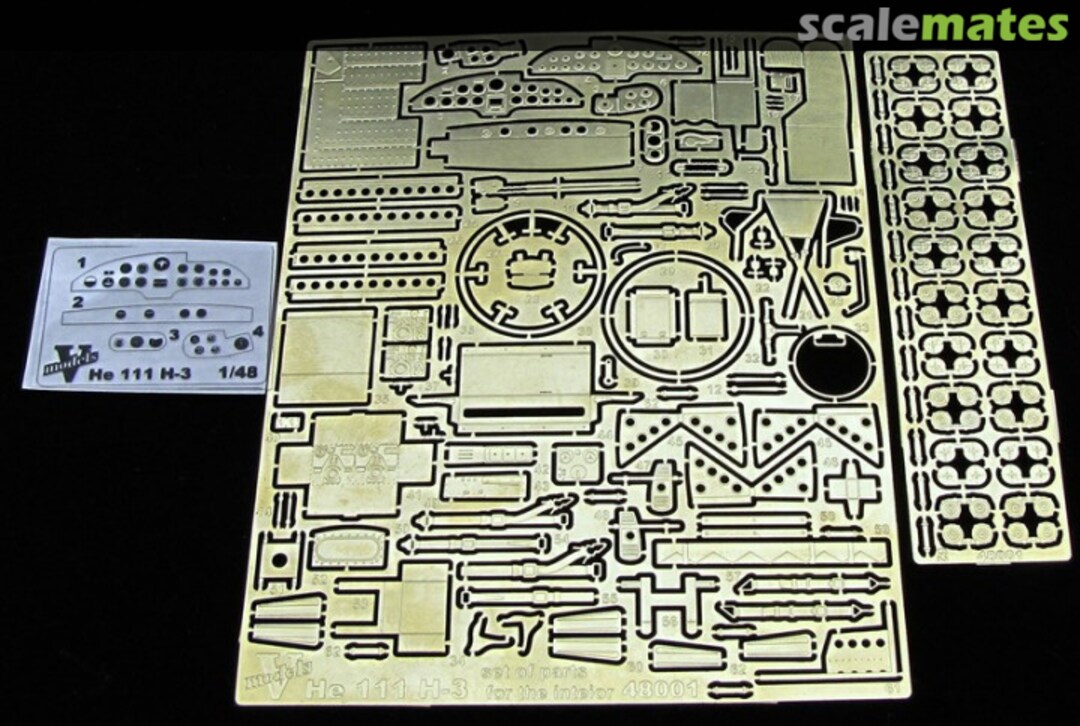 Boxart Photo etching for He 111 H-3. Interior (for ICM Kit) 48001 Vmodels