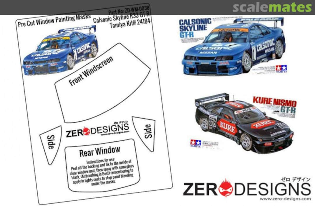 Boxart Calsonic/Kure Skyline R33 GT-R Pre Cut Window Painting Masks ZD-WM-0038 Zerodesigns