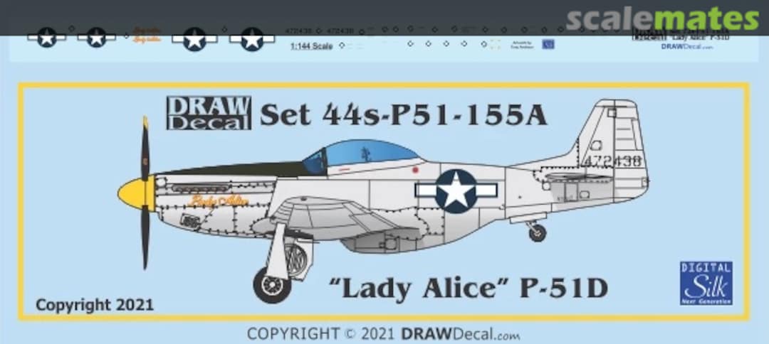 Boxart “Lady Alice” P-51D 44-P51-155A Draw Decal