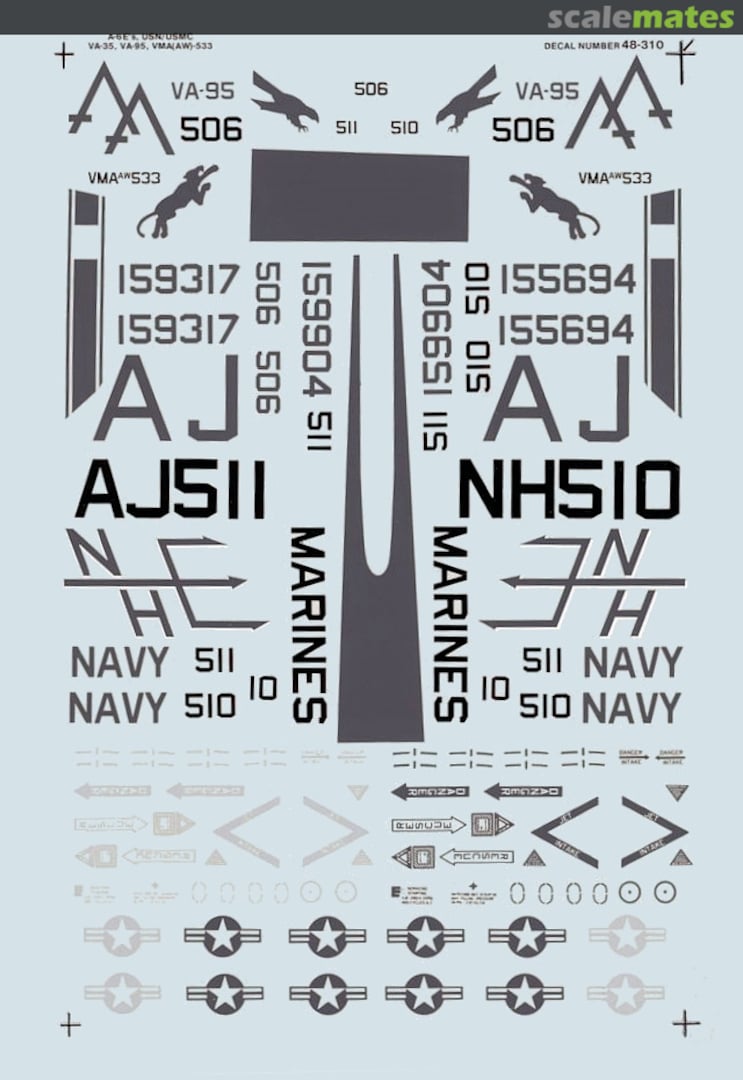 Boxart A-6E's, USN/USMC Low Visibility 48-0310 Microscale