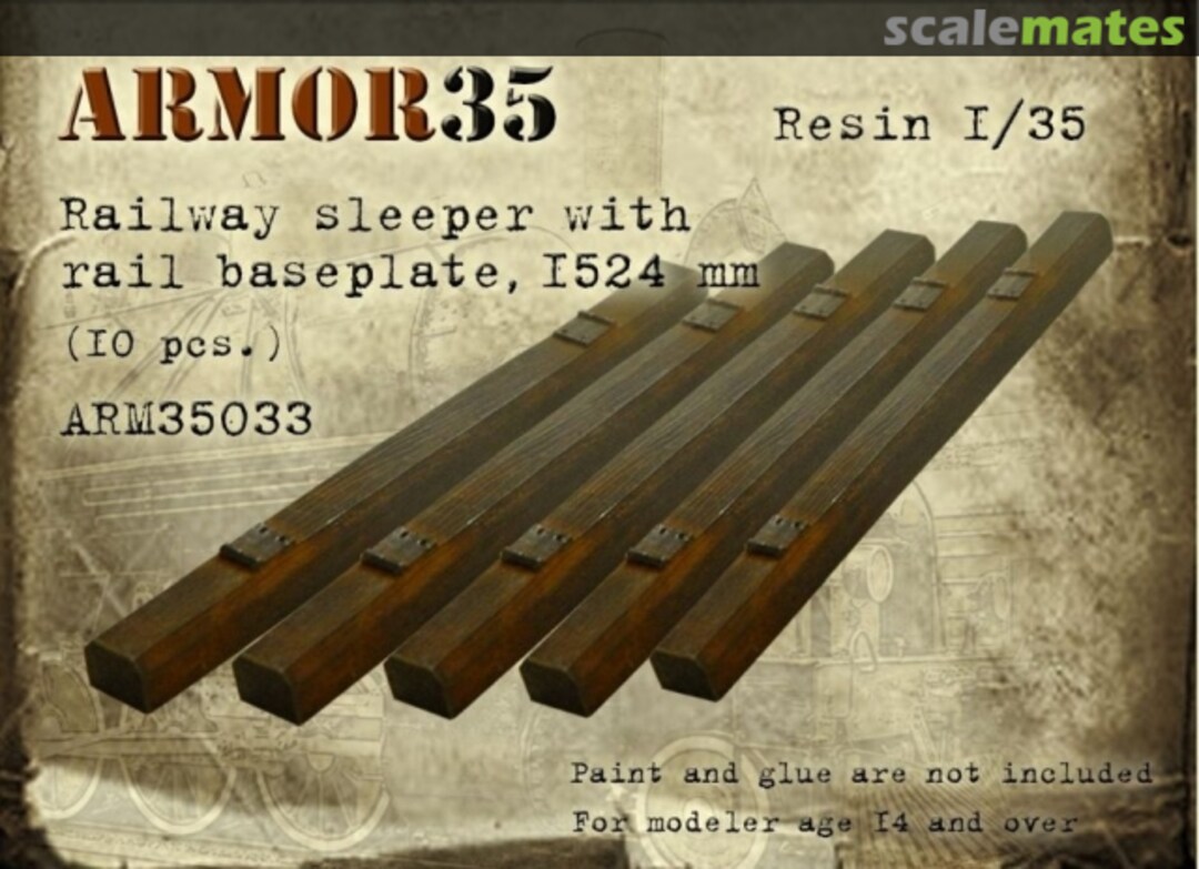 Boxart Railway sleeper with rail baseplate, 1524 mm ARM35033 Armor35