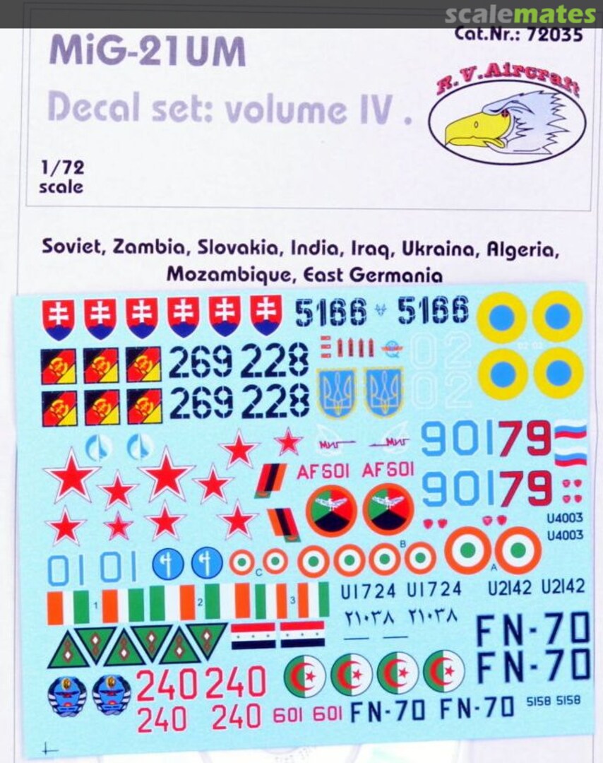 Boxart MiG-21MF Decals RVD 72035 R.V.Aircraft