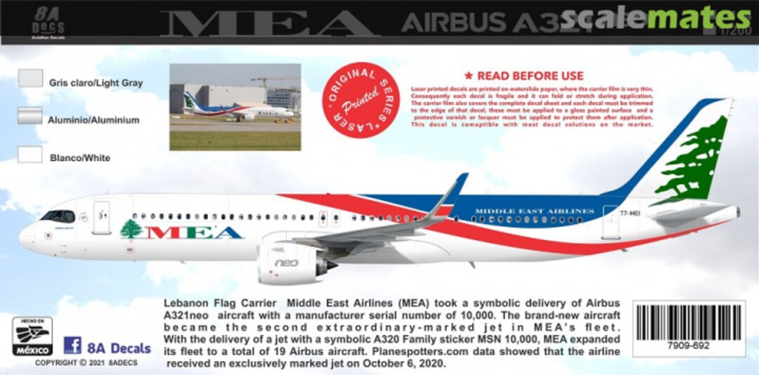 Boxart MEA AIRBUS A321 NEO LR  8aDecs