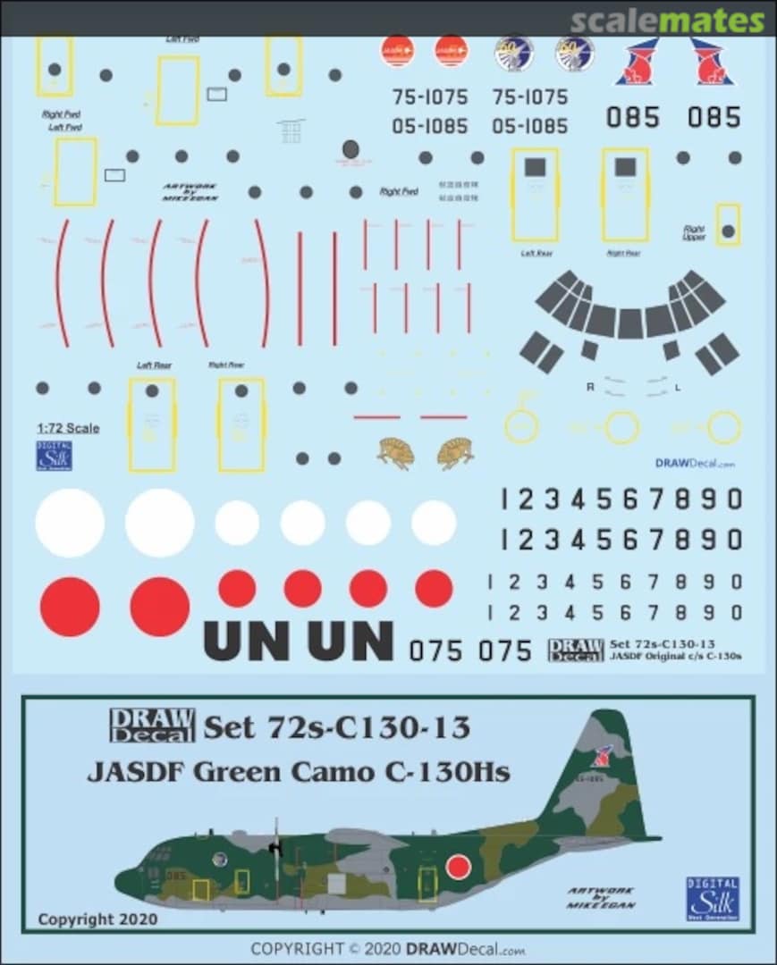 Boxart JASDF Green Camo Scheme C-130Hs 72-C130-13 Draw Decal