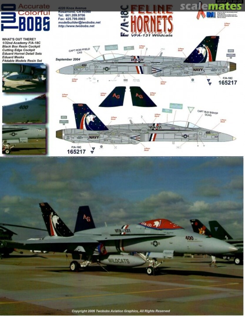 Boxart F/A-18C Feline Hornets 32-037 TwoBobs Aviation Graphics