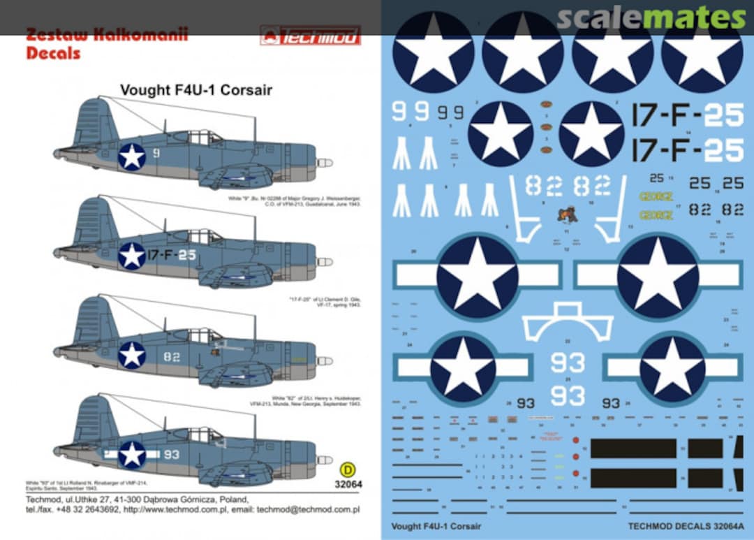 Boxart Vought F4U-1 Corsair 32064 Techmod