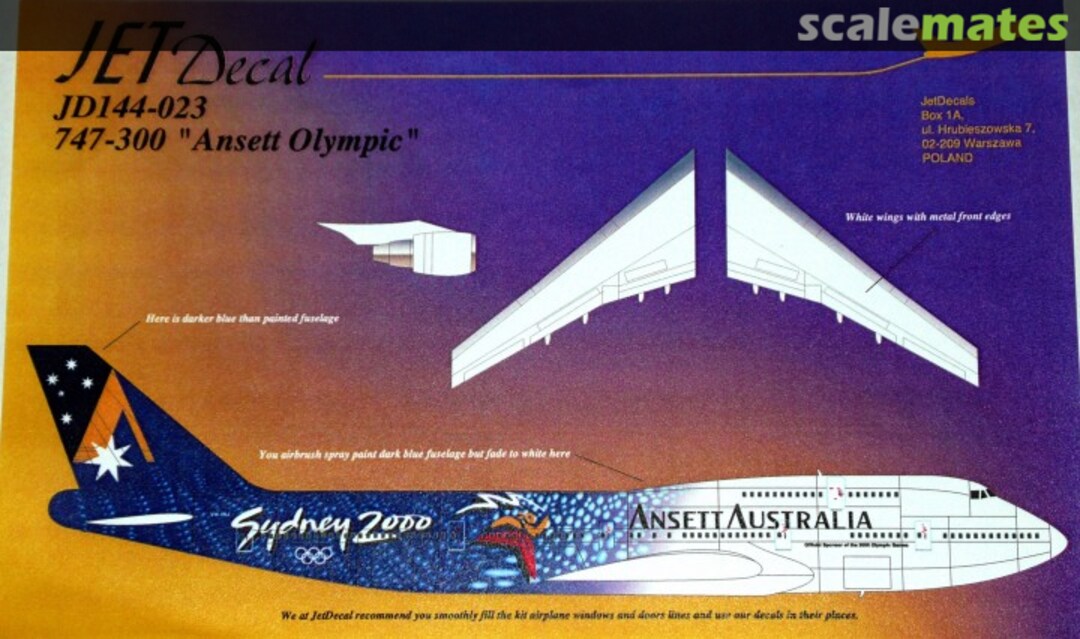 Boxart Boeing 747-300 "Ansett Olympic" JD144-023 Jet Decals