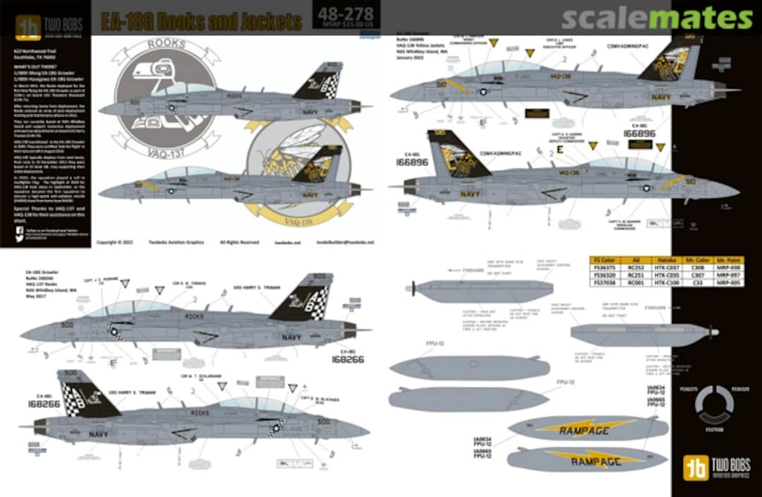 Boxart EA-18G Rooks & Yellow Jackets 48-278 TwoBobs Aviation Graphics