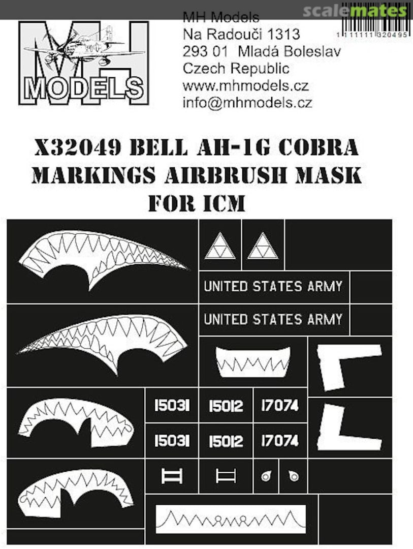 Boxart Bell AH-1G Cobra Markings Airbrush Mask X32049 MH Models