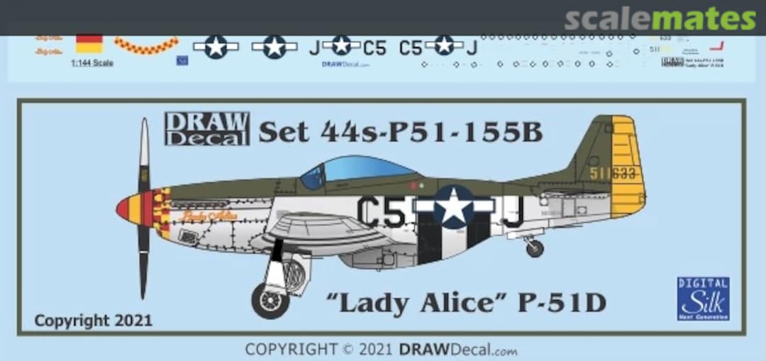 Boxart “Lady Alice” P-51D 44-P51-155B Draw Decal