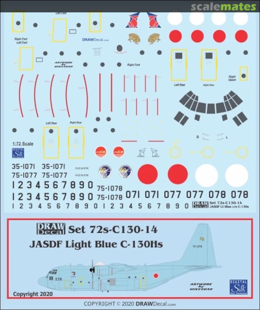 Boxart JASDF Light Blue C-130Hs 72-C130-14 Draw Decal