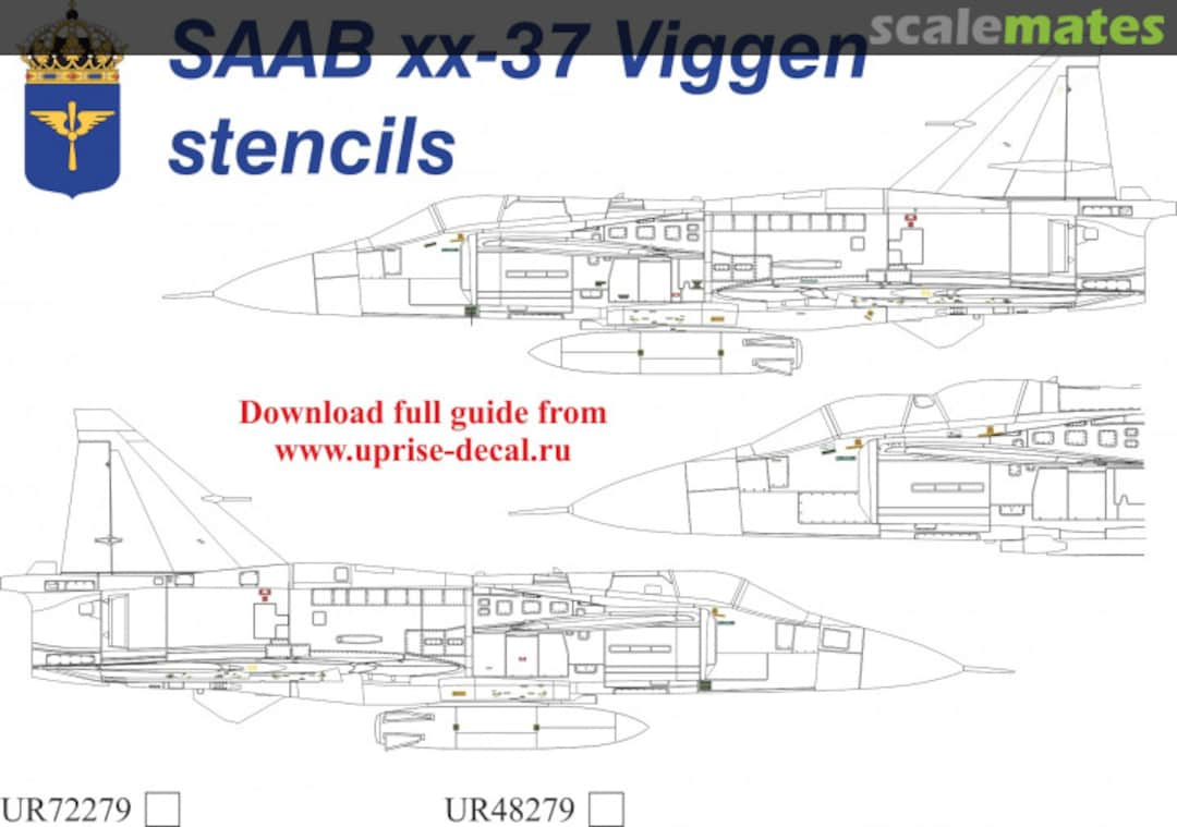 Boxart SAAB xx-37 Viggen stencils UR72279 UpRise Decal Serbia