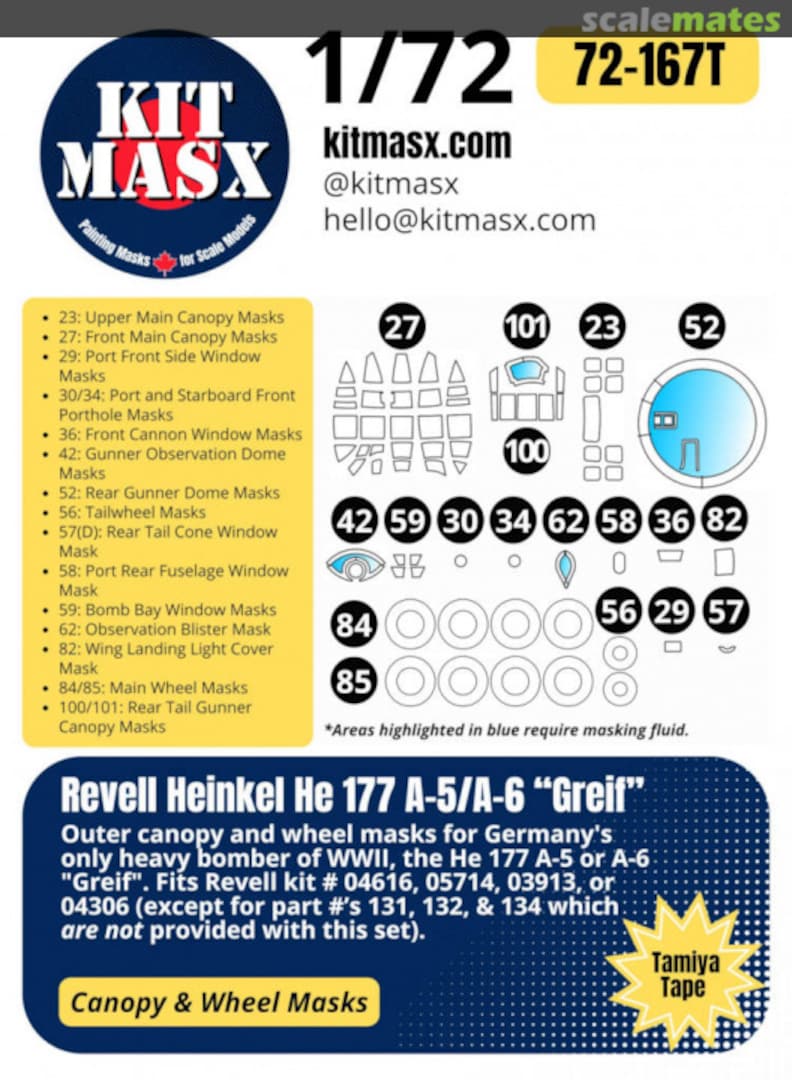 Boxart Revell Heinkel He 177 A-5/A-6 "Greif" 72-167T Kit Masx