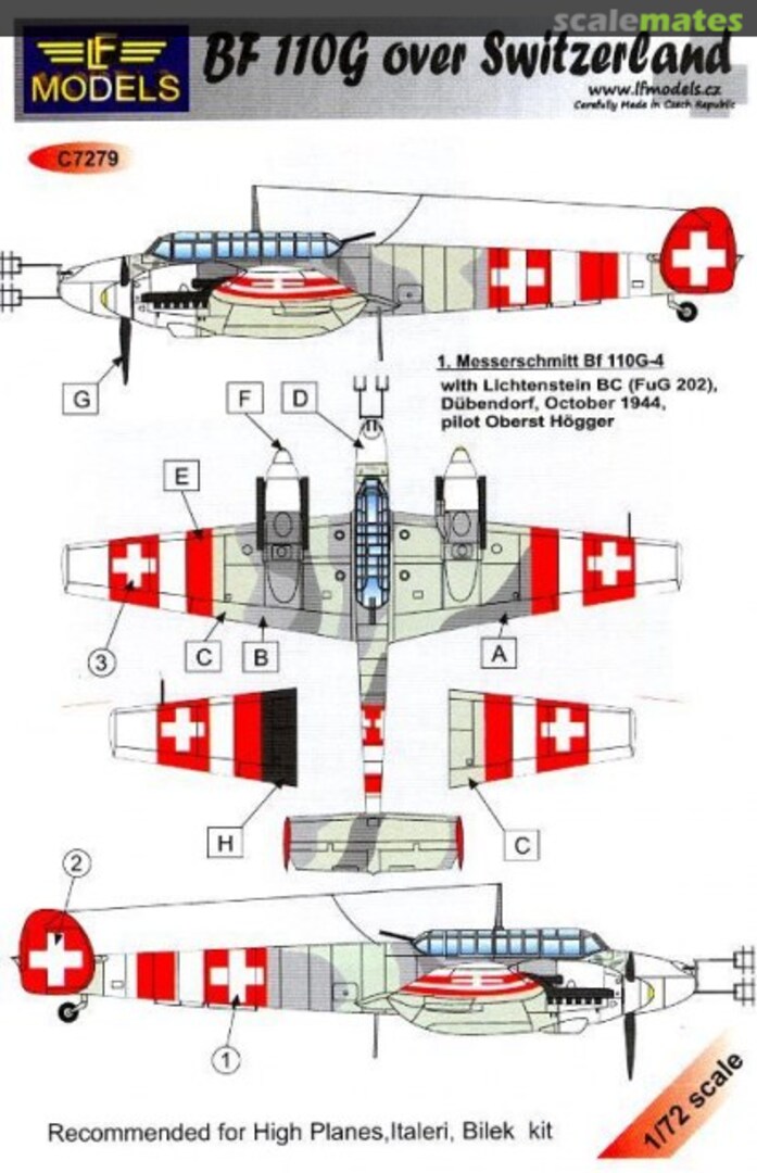 Boxart Messerschmitt Bf 110G over Switzerland C7279 LF Models