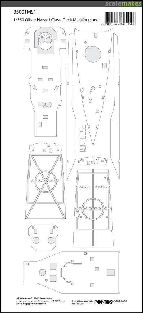 Boxart USS Oliver Hazard Perry Class - Deck Masking Sheet 35001MS1 Pontos Model