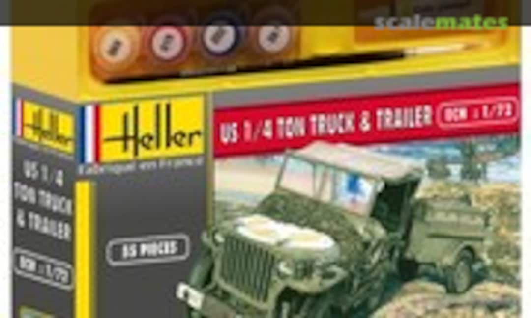 1:72 US 1/4 Ton Truck &amp; Trailer (Heller 49997)