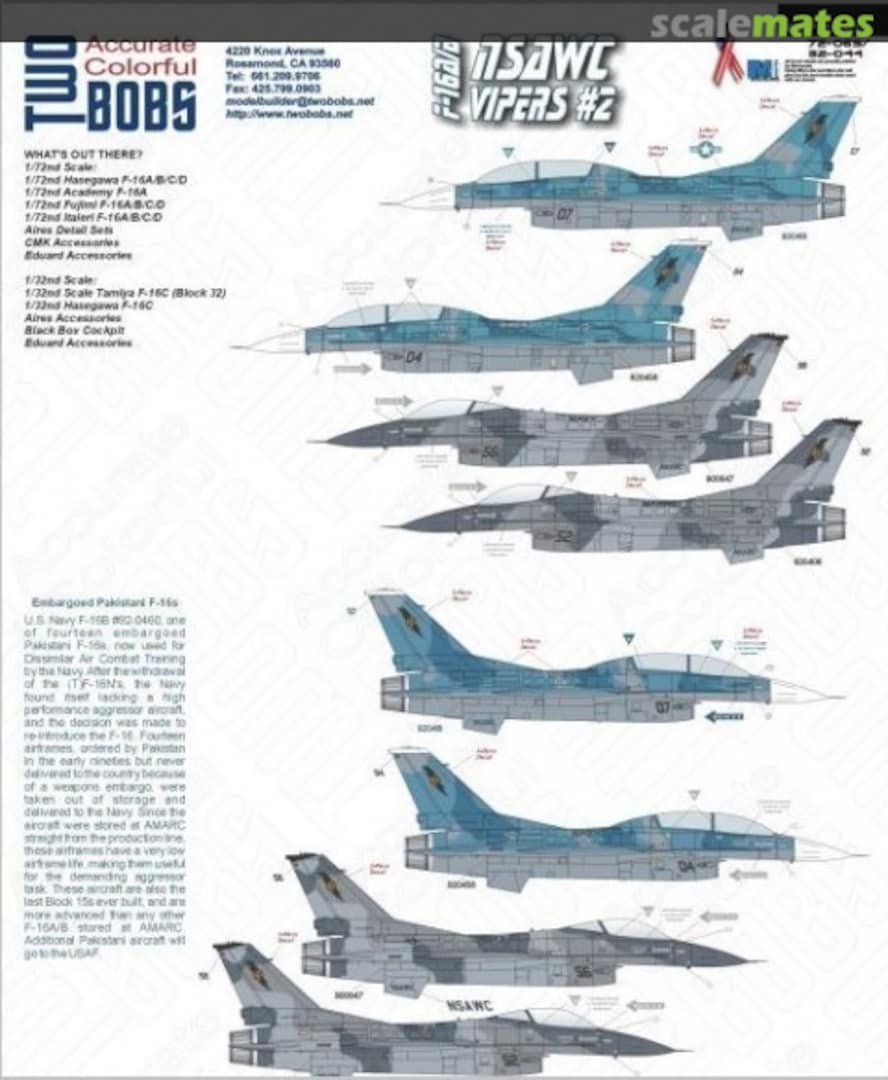 Boxart F-16A/B NSAWC Vipers #2 32-044 TwoBobs Aviation Graphics